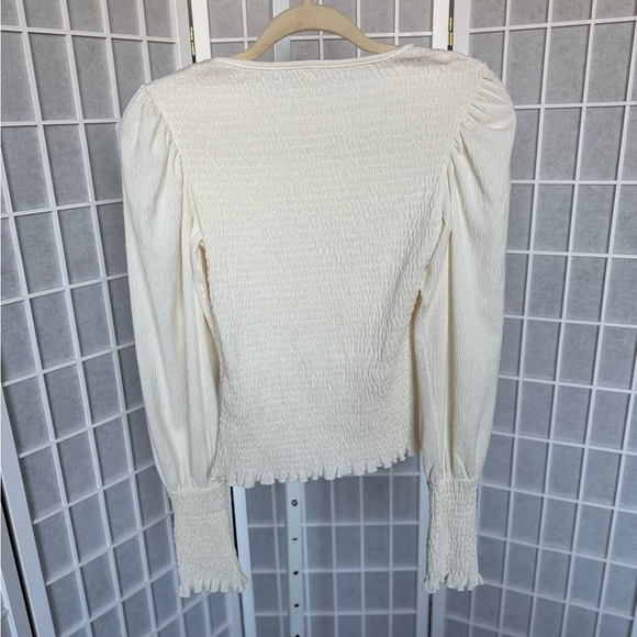 Anthropologie Ivory Smocked Top - Picture 2 of 7